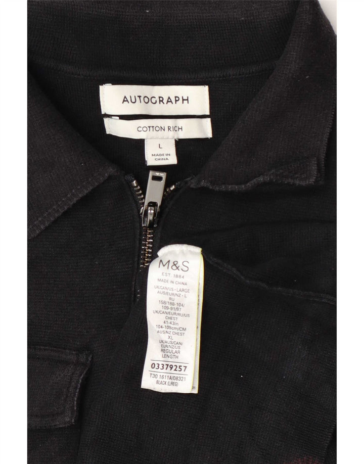Marks & Spencer Herre Cardigan Sweater Stor Sort Bomuld