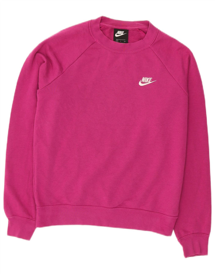 NIKE Womens Oversized Sweatshirt Jumper UK 10 Small Pink Cotton