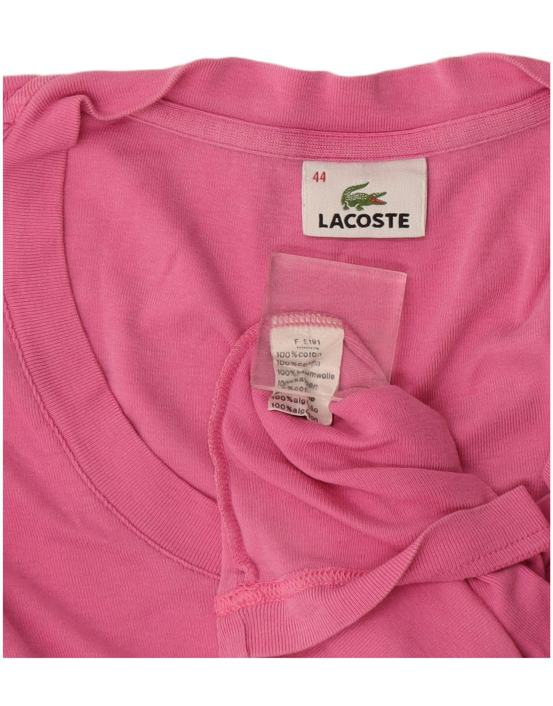 Lacoste Dame T-Shirt Top Størrelse 44 Large Pink Bomuld