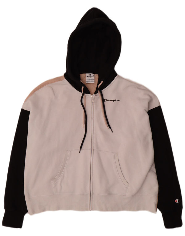 Champion hættetrøje til kvinder med lynlås UK 10 Small Off White Colourblock