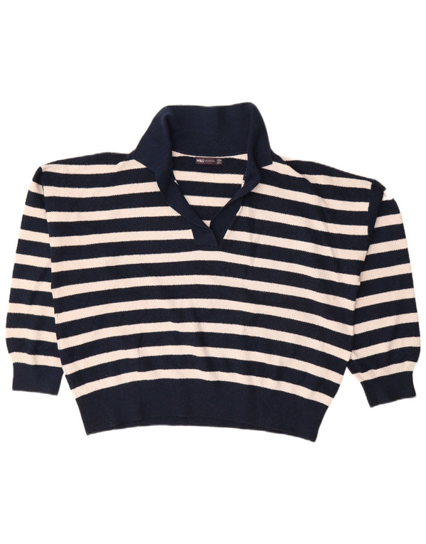 Marks & Spencer Dame Polo Neck Jumper Sweater UK 16 Large Navy Blue