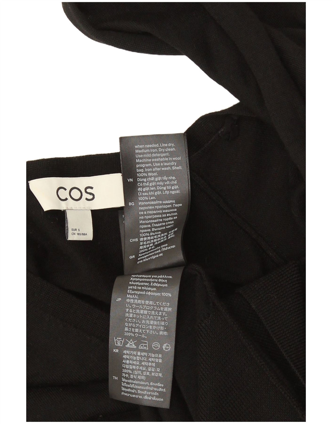 Cos Dame Oversized V-hals sweater UK 10 Small Black Wool