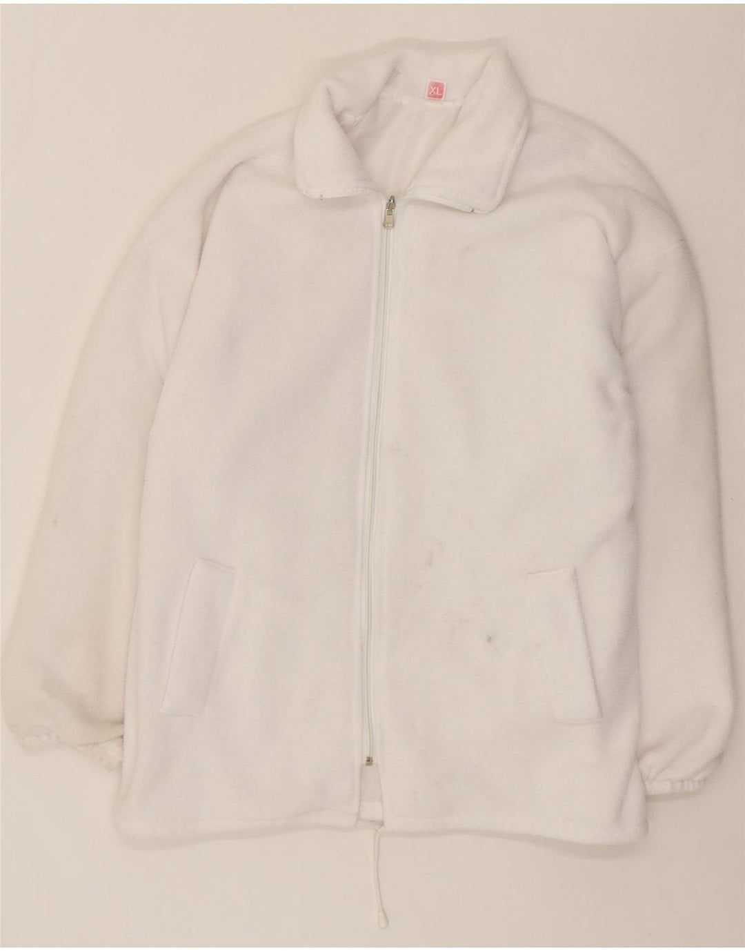VINTAGE Mens Fleece Jacket UK 42 XL White Polyester Vintage Vintage and Second-Hand Vintage from Messina Hembry 