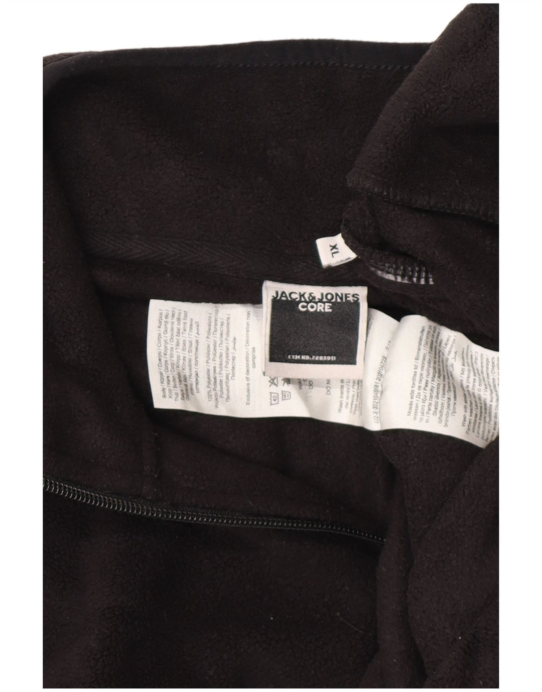 JACK & JONES Fleecetrøje med lynlås til mænd XL Sort Polyester