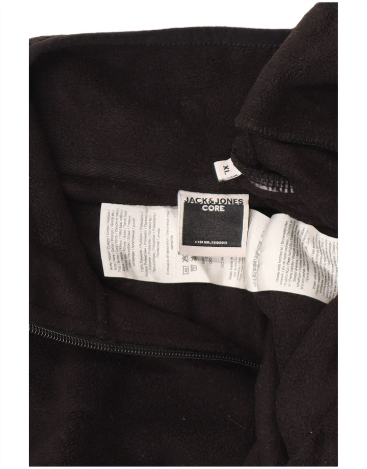JACK & JONES Fleecetrøje med lynlås til mænd XL Sort Polyester