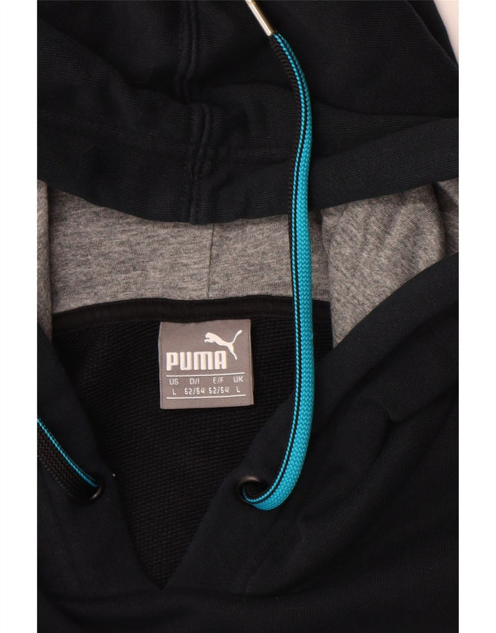 PUMA Grafisk hættetrøje til mænd Stor Sort Colourblock Bomuld