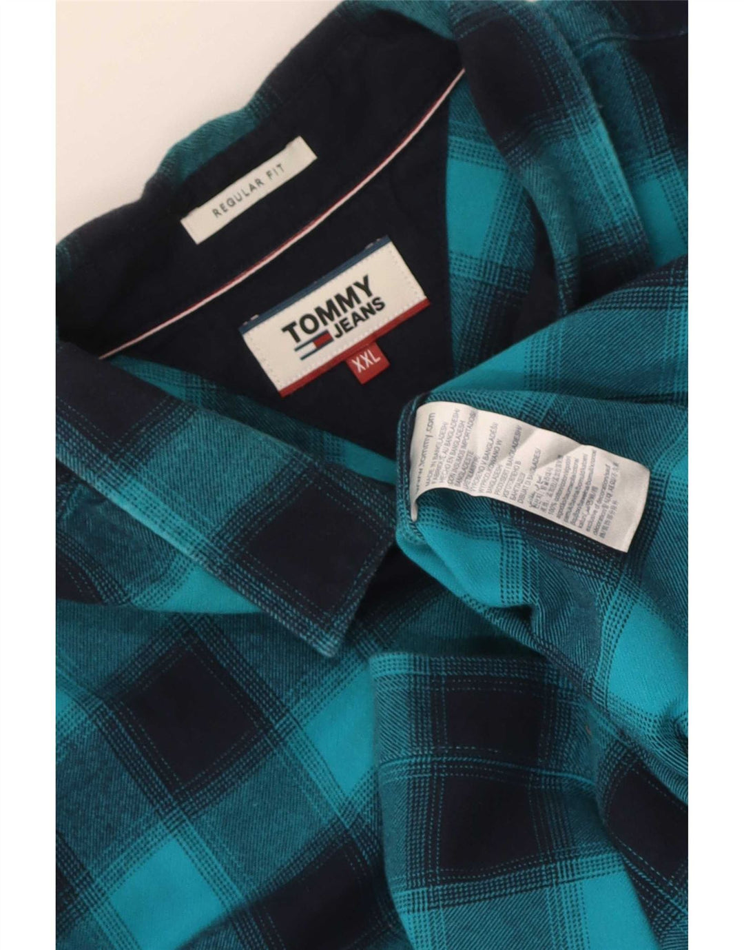 Tommy Hilfiger Herre Regular Fit Flannel skjorte 2XL blå ternet bomuld