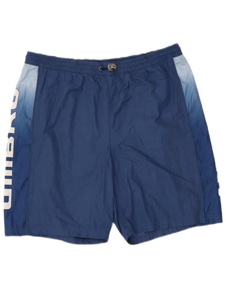 Umbro Herre Graphic Sports Shorts Large Navy Blue Colourblock Polyester
