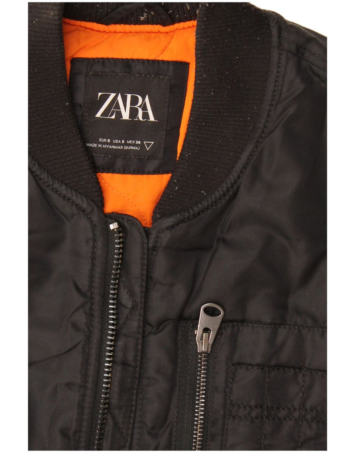 Zara Herre Utility Gilet UK 36 Small Black Nylon