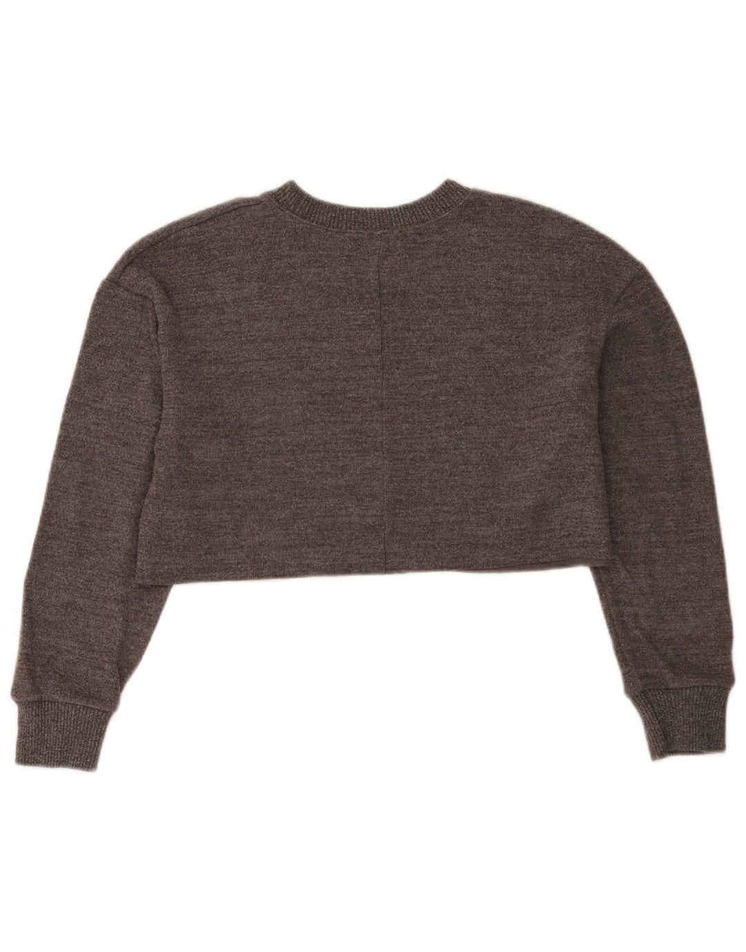 Zara Womens Crop Oversized Top Langærmet UK 10 Small Brown Bomuld