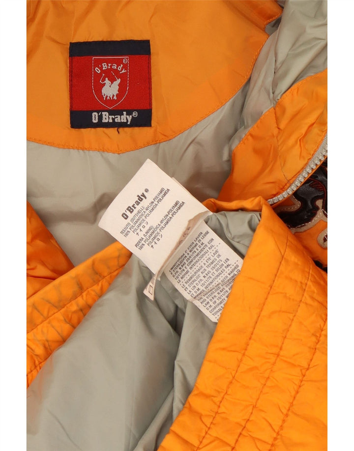 Vintage Herre grafisk hættepolstret jakke UK 42 XL Orange Polyester