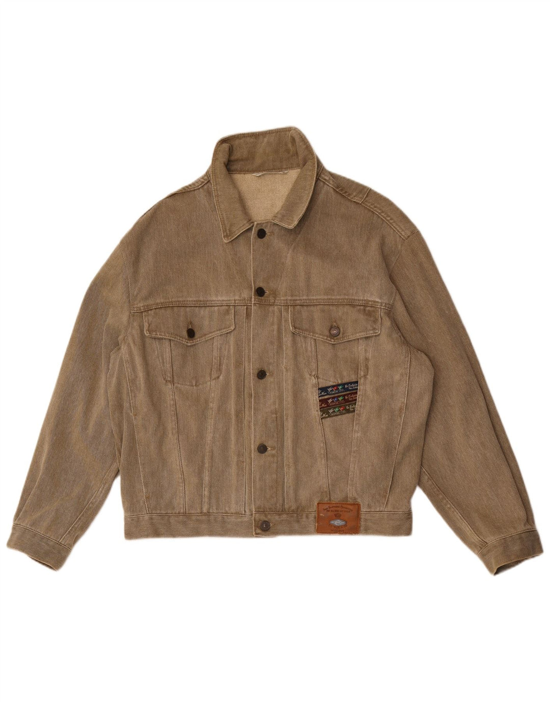 Wampum Herre Loose Fit denimjakke UK 38 Medium Khaki Bomuld