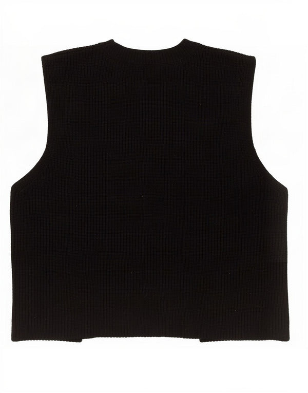 Zara Dame Vest Tank Top UK 14 Stor Sort Bomuld