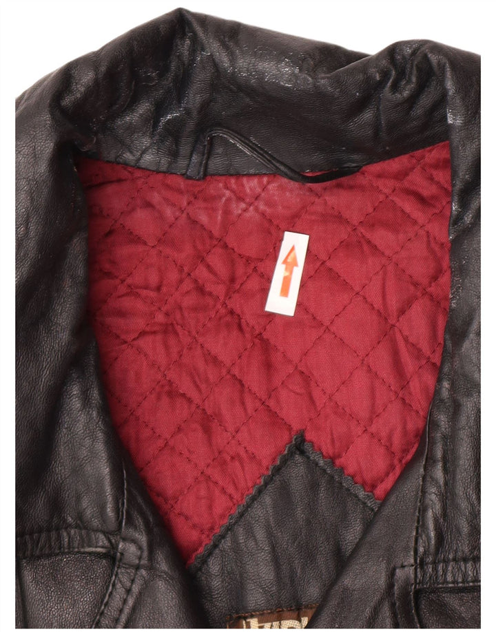 Vintage Herre Læder Biker Jacket IT 52 XL Sort