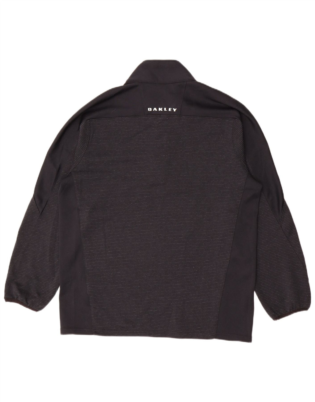 Oakley Herre Zip Neck Pullover Træningsdragt Top Medium Sort Stribet