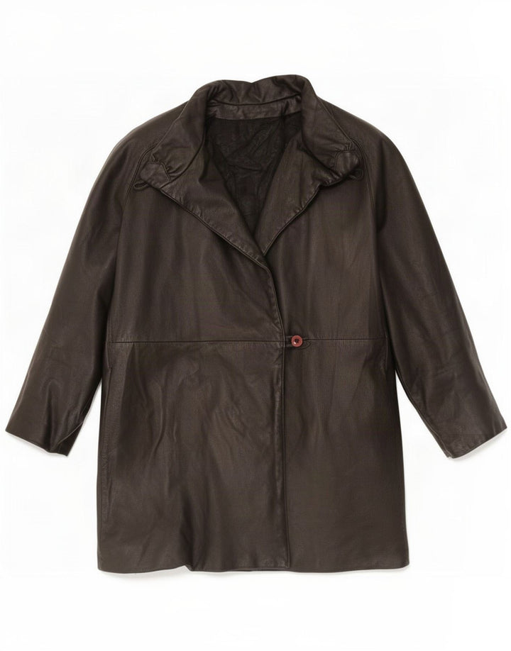 Vintage læderfrakke til kvinder UK 16 Large Black