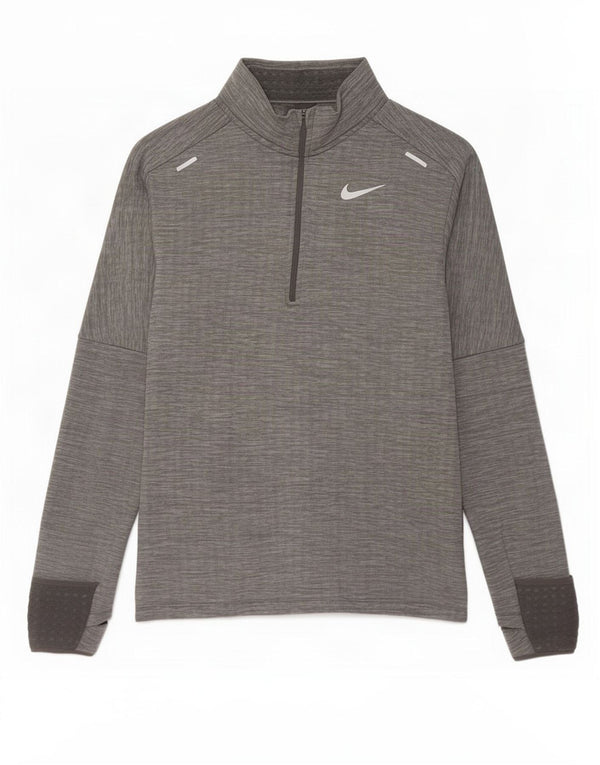 Nike Pullover med lynlås til mænd, træningsdragt, lille grå flækket polyester