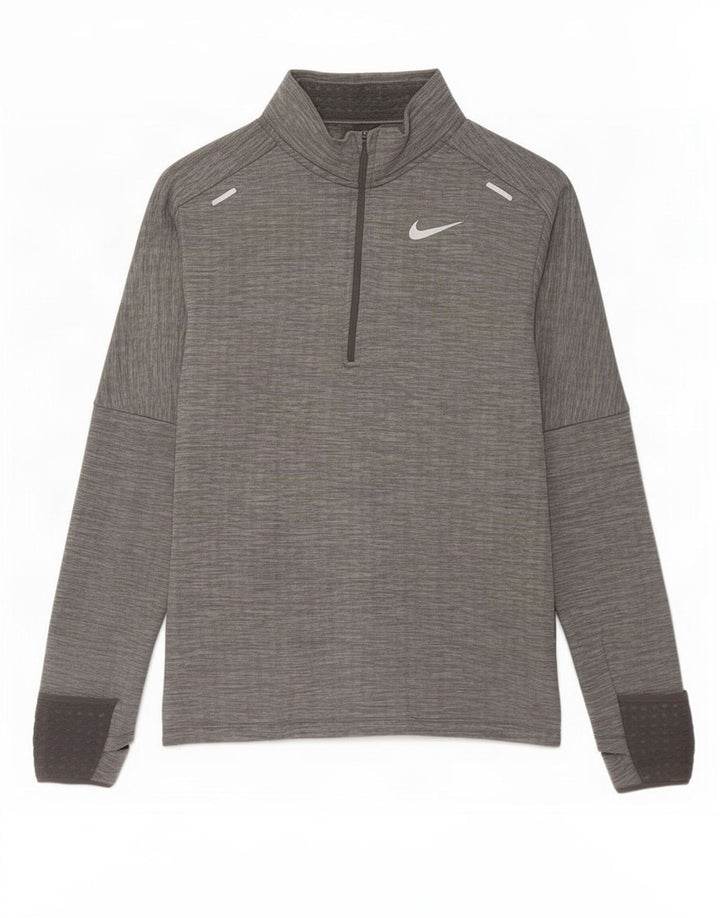 Nike Pullover med lynlås til mænd, træningsdragt, lille grå flækket polyester