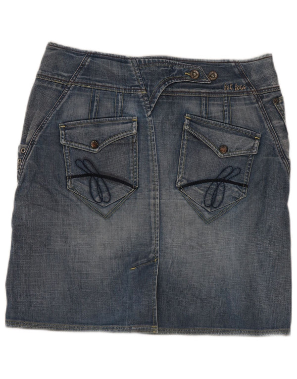 Fat Face Dame Denim Nederdel UK 12 Medium W32 Blå Bomuld