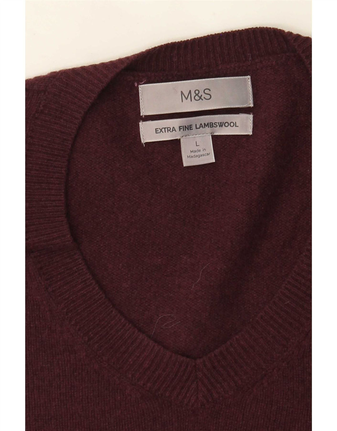 Marks & Spencer Herre V-hals sweater Stor Bourgogne lammeuld