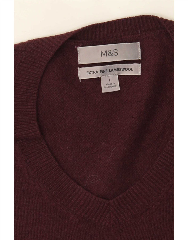 Marks & Spencer Herre V-hals sweater Stor Bourgogne lammeuld