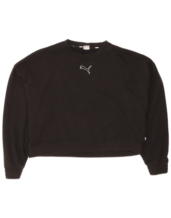 Puma Dame Grafisk Relaxed Fit Sweatshirt Jumper UK 16 Stor sort bomuld