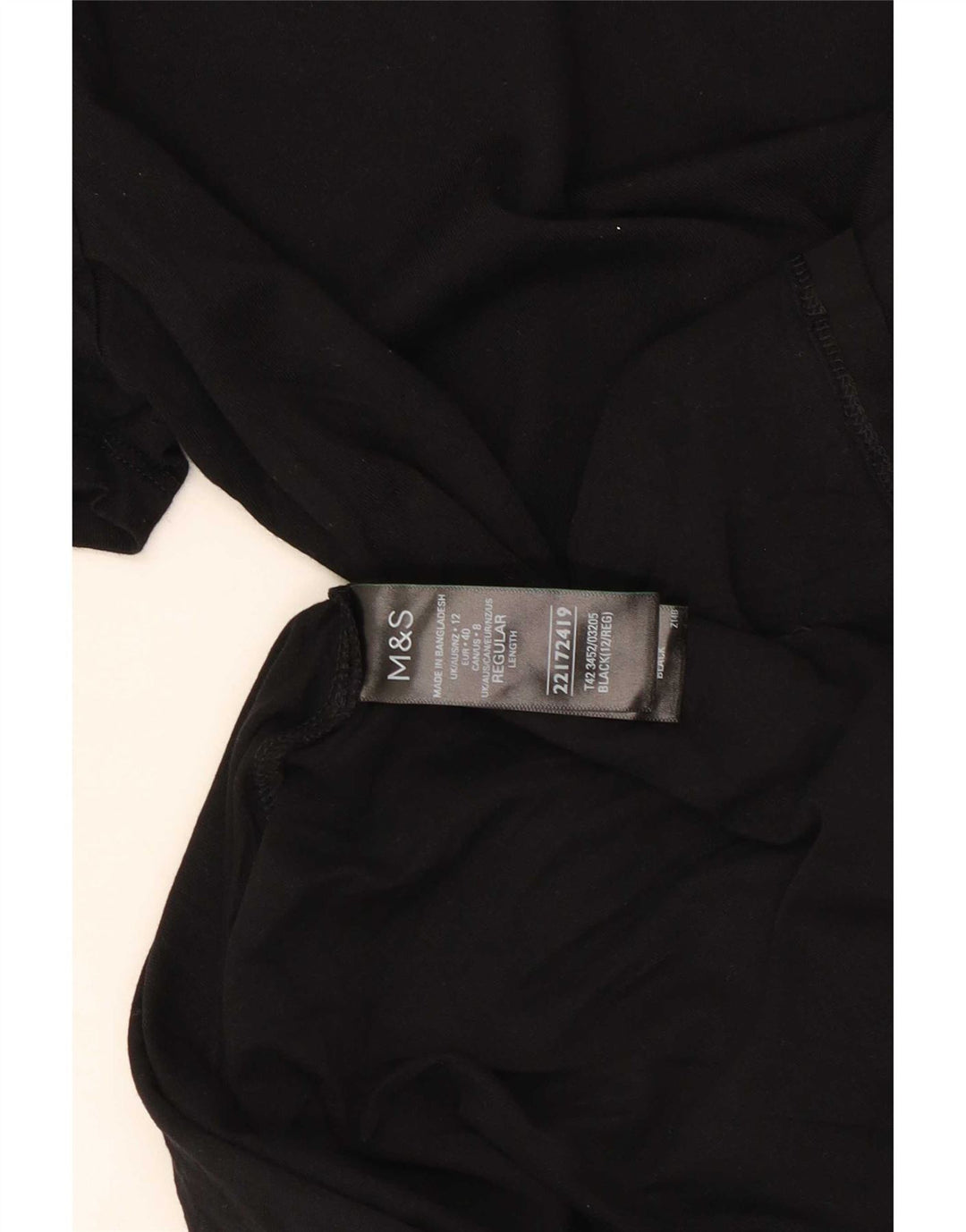Marks & Spencer Kvinder A-Line Kjole UK 12 Medium Sort Bomuld