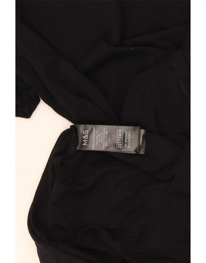 Marks & Spencer Kvinder A-Line Kjole UK 12 Medium Sort Bomuld
