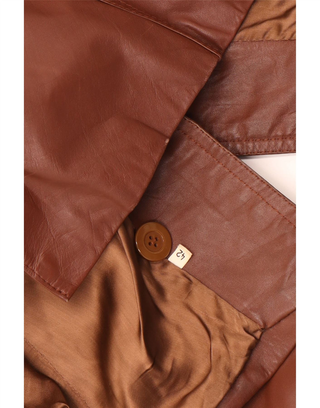 VINTAGE Dame Læderjakke IT 42 Medium Brun