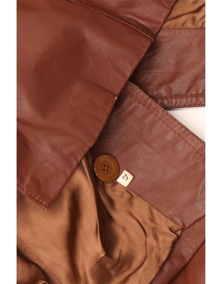VINTAGE Dame Læderjakke IT 42 Medium Brun
