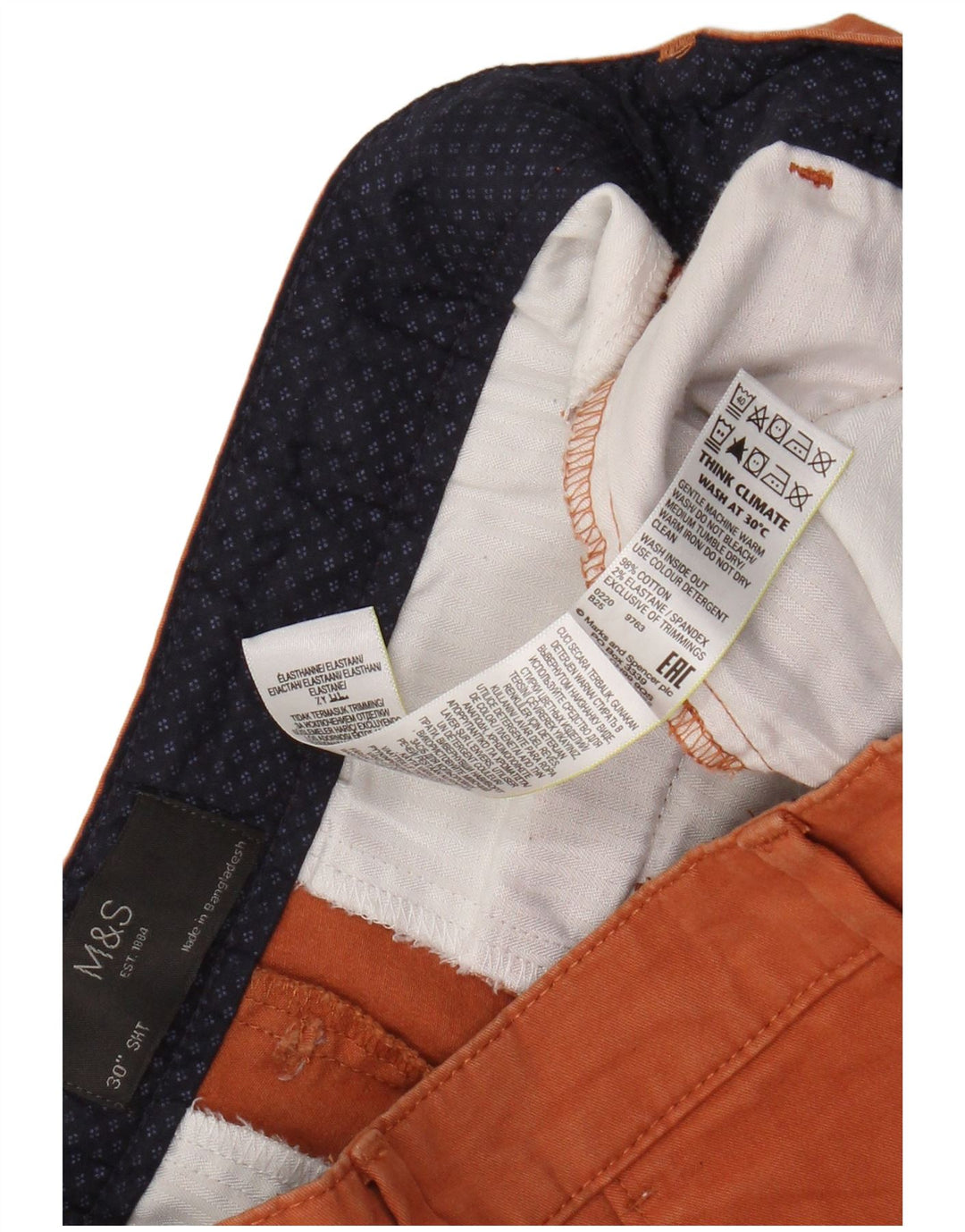 Marks & Spencer Herre Chino Shorts W30 Medium Orange Bomuld