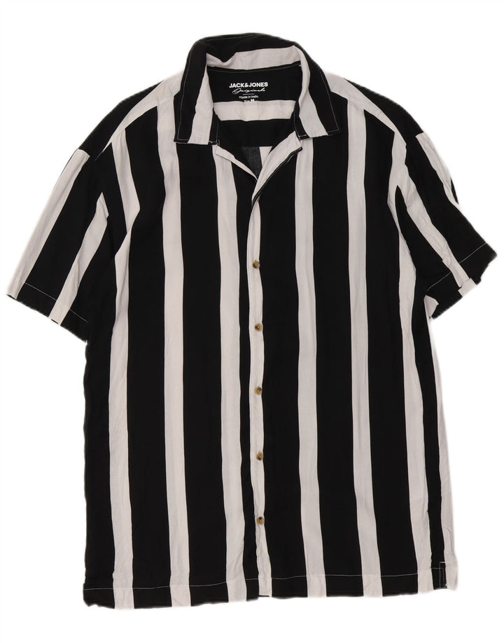 Jack & Jones Kortærmet Herreskjorte Medium Sort Stribet Viscose