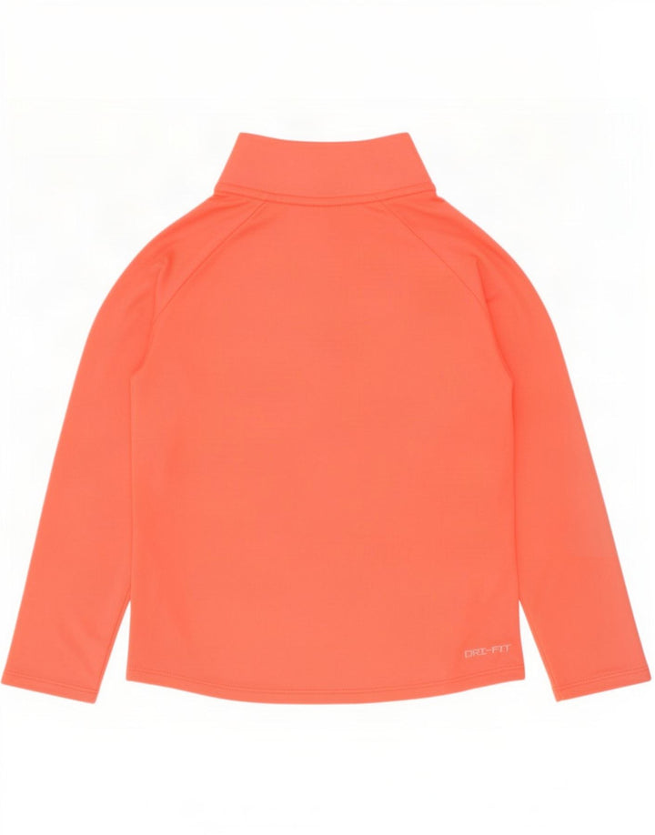 Nike Girls Dri Fit Zip Neck Pullover Træningsdragt Top 6-7 år Stor Orange