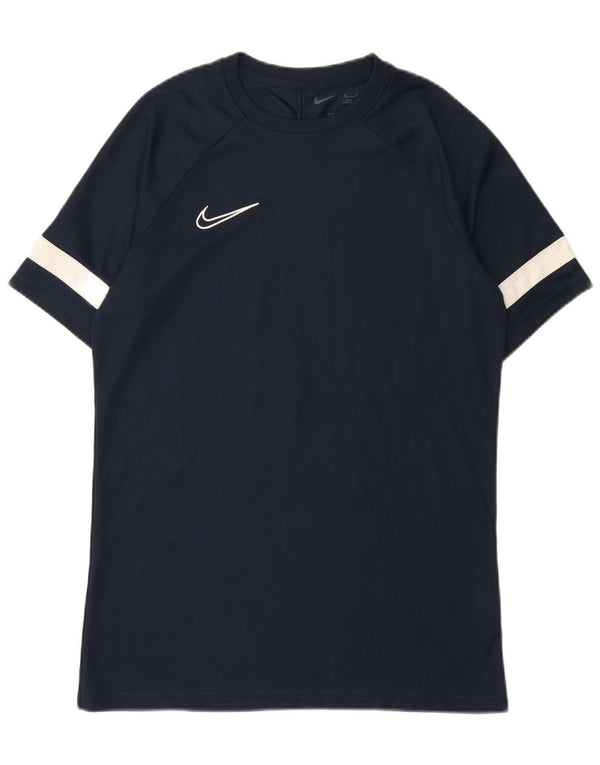 Nike Herre Dri Fit T-shirt Top Medium Marineblå Colourblock Polyester