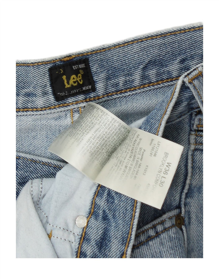 LEE Mens Brooklyn Comfort Straight Jeans W36 L30 Blå Bomuld