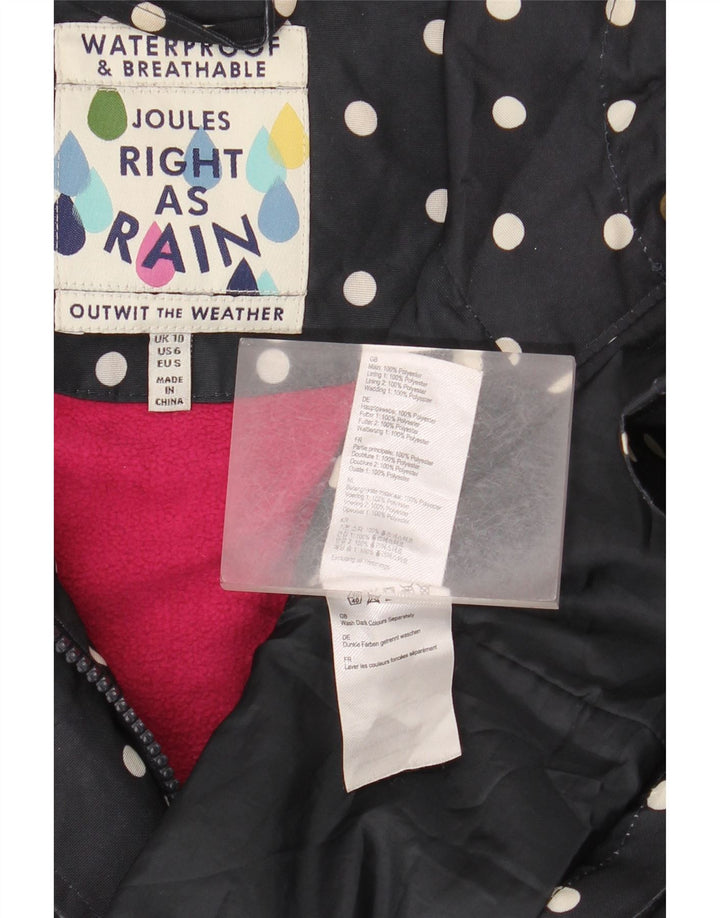 JOULES Dame Oversized Windbreaker Coat UK 10 Small Navy Blue Polka Dot