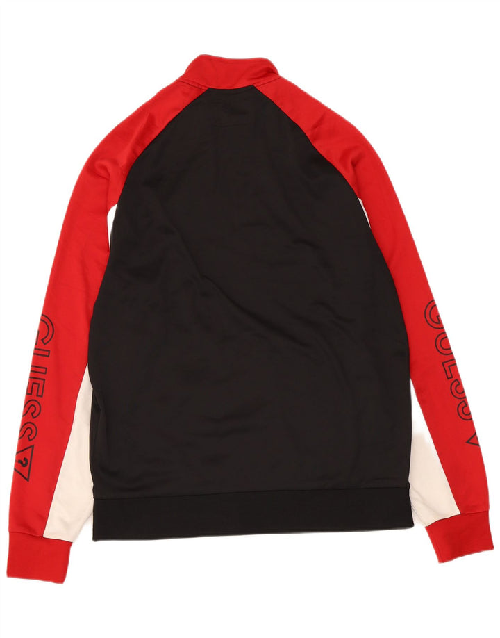 Guess Herre grafisk træningsdragt Topjakke Medium Sort Colourblock Polyester