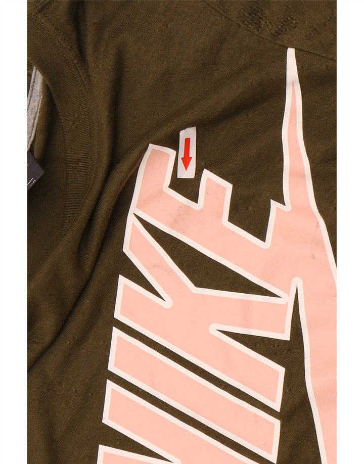 Nike Grafisk T-Shirt Top UK 10 Small Khaki Polyester