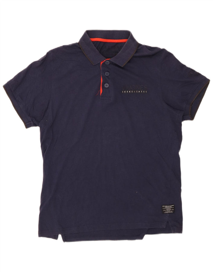 JACK & JONES Poloskjorte til mænd Stor marineblå bomuld