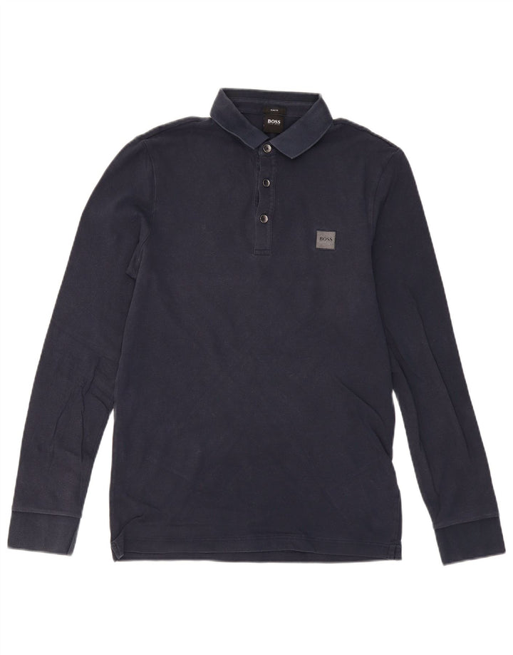 HUGO BOSS Herre Slim Fit Langærmet Polo Shirt Medium Navyblå Bomuld