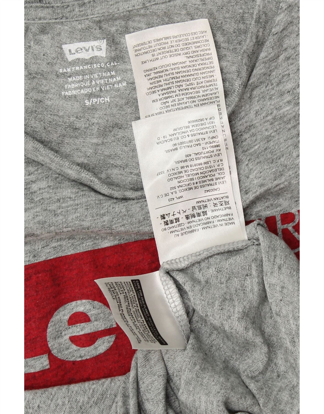 LEVI'S Womens Graphic T-Shirt Top UK 10 Small Grey Cotton Vintage Levi's and Second-Hand Levi's from Messina Hembry 