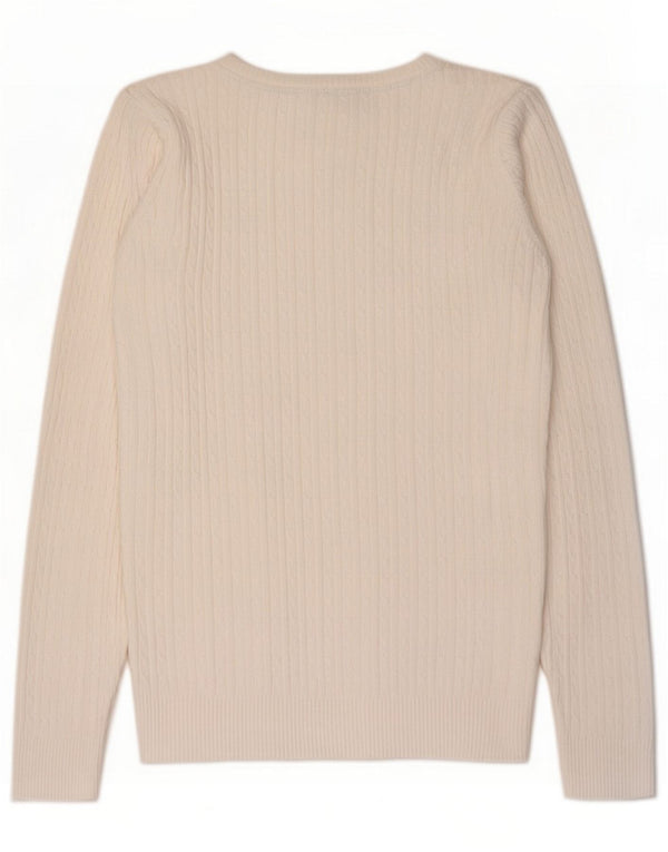 Besætningstøj Dame V-hals sweater UK 14 Medium Hvid Bomuld