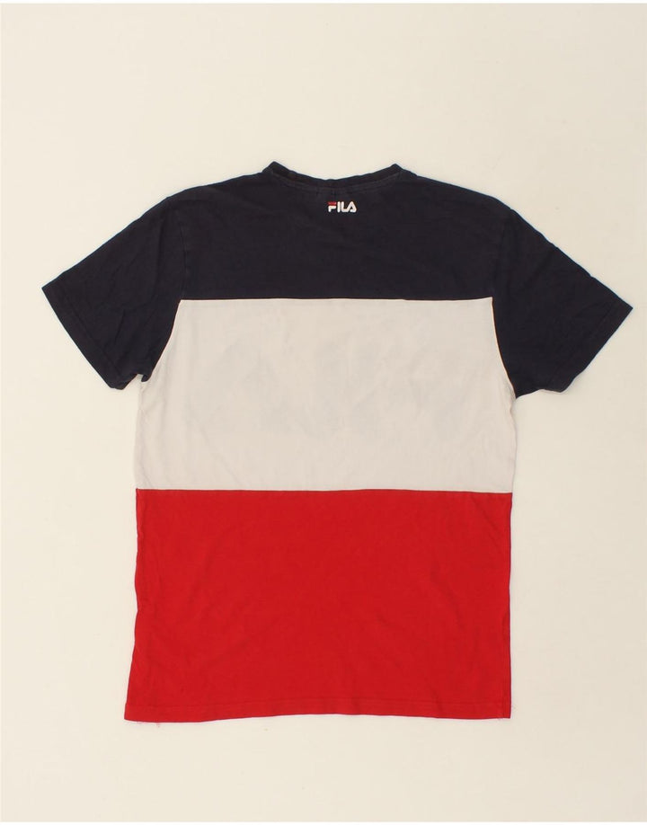 FILA Mens Graphic T-Shirt Top Small Red Colourblock Cotton Vintage Fila and Second-Hand Fila from Messina Hembry 