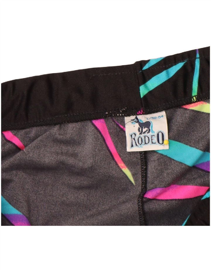 Rodeo Womens Leggings UK 14 Stor sortstribet nylon