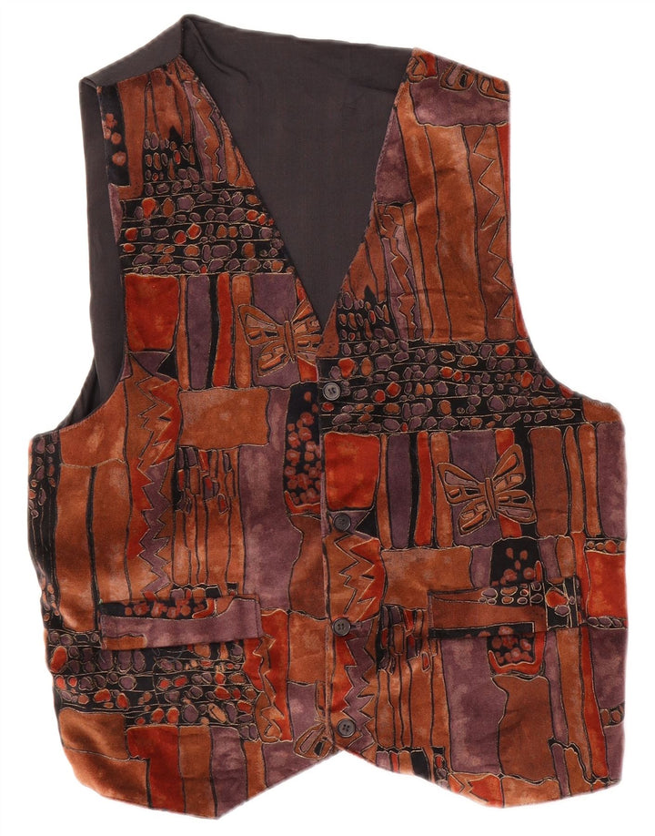 Vintage vest til mænd Stor brun patchwork polyester
