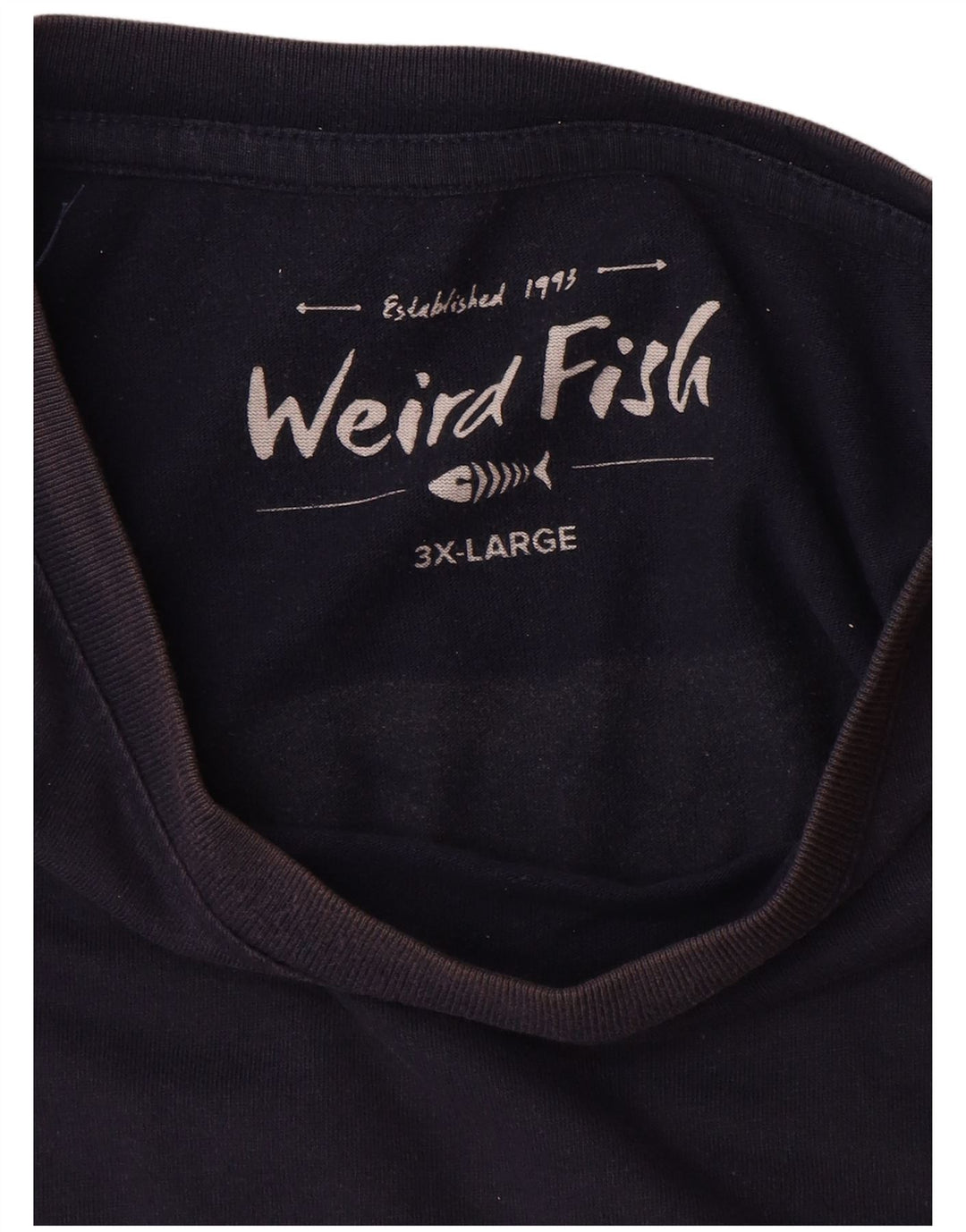 WEIRD FISH Herre grafisk T-shirt top 3XL marineblå bomuld