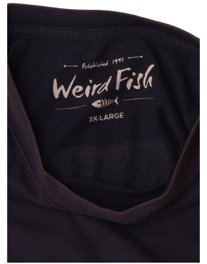 WEIRD FISH Herre grafisk T-shirt top 3XL marineblå bomuld
