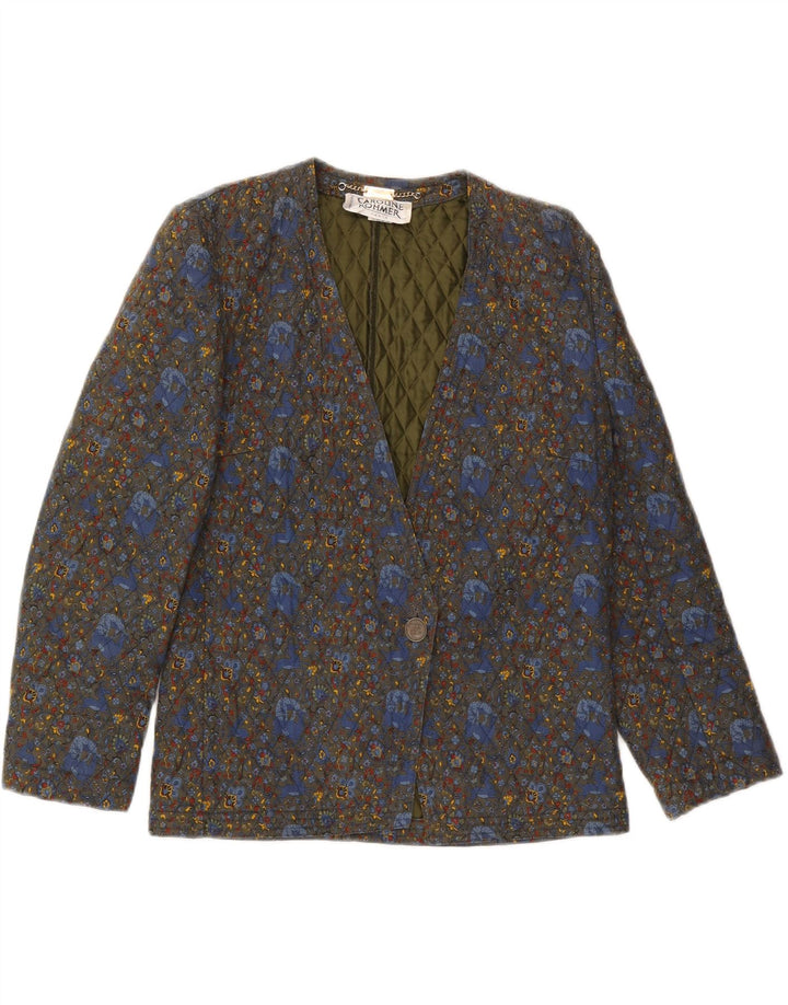 Caroline Rohmer Dame 1 Knap Blazer Jakke UK 12 Medium Khaki Floral