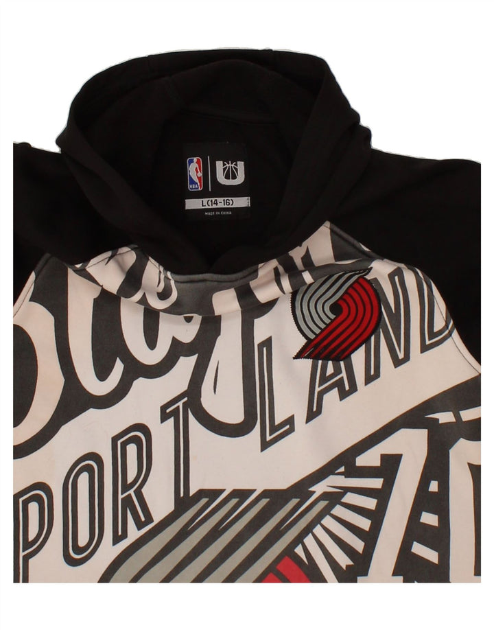 NBA Boys Graphic Hoodie Jumper 14-15 Years Large Black Geometric Polyester Vintage NBA and Second-Hand NBA from Messina Hembry 