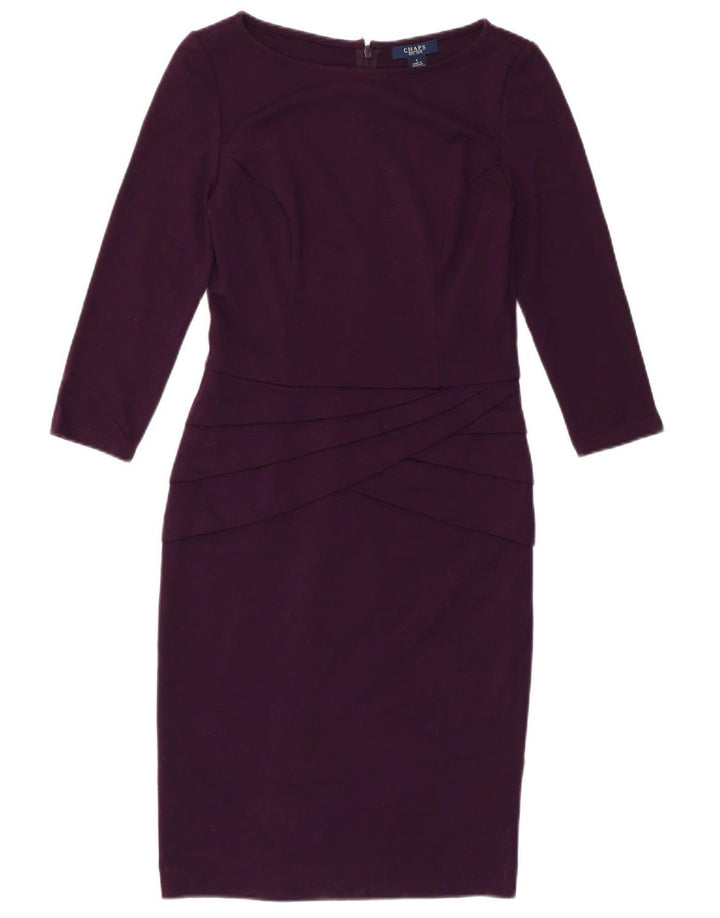 Chaps Dame 3/4-ærmet Skede Kjole US 4 Small Purple Polyester